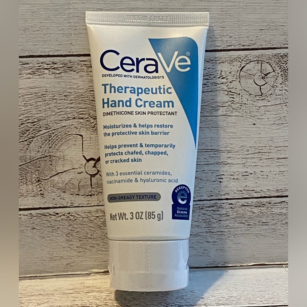 CeraVe Therapeutic Hand Cream for Dry Cracked Hands, Fragrance Free, 3 oz
